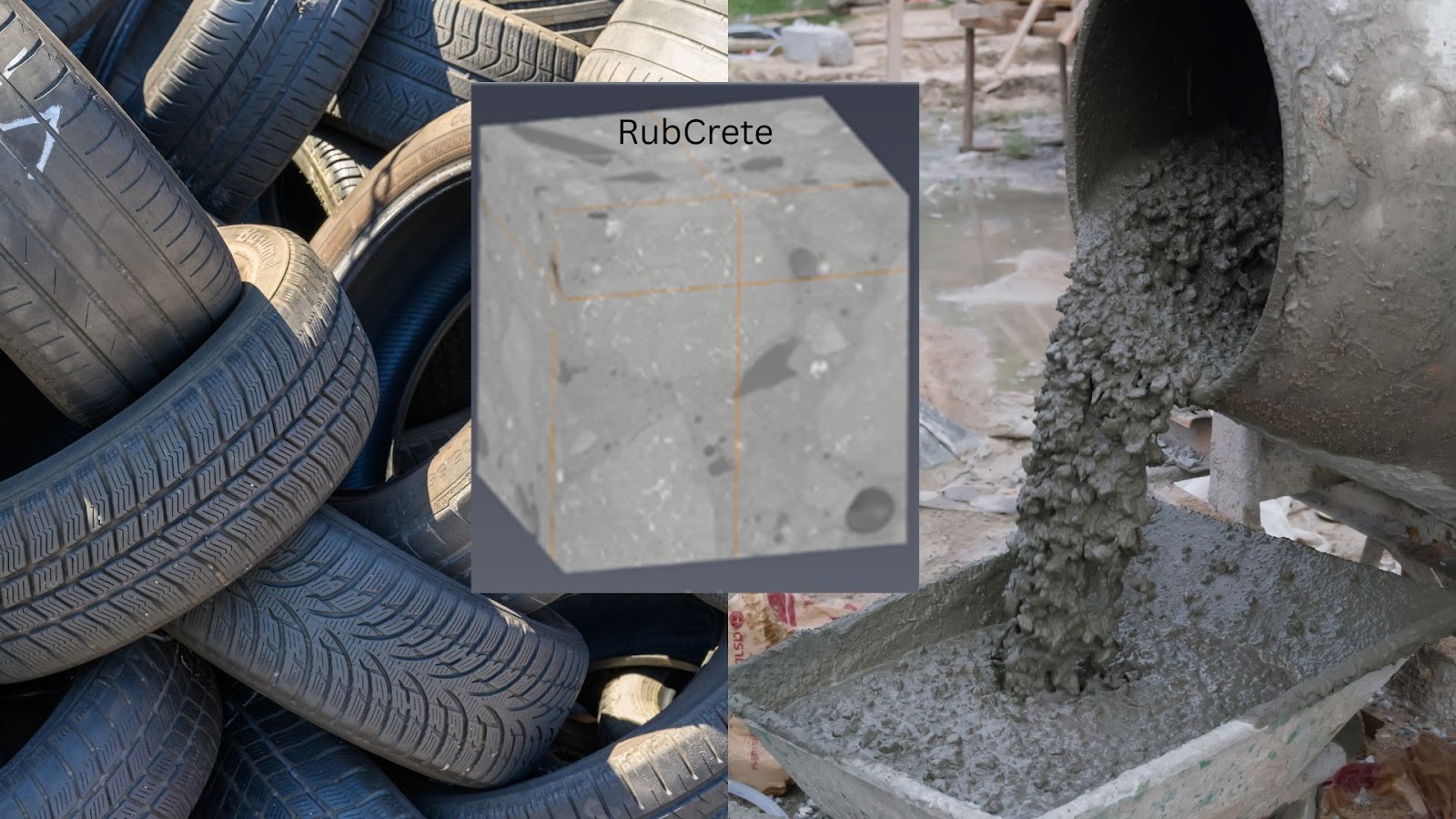 Inset: RubCrete made of shredded tyres and concrete. Credit: Prithvendra Singh