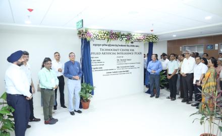 IIT Bombay Diginitaries and alumni during plaque unveiling of TCA2I at A91 Eco Hub Launch