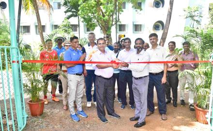 Inaugurates a new playground